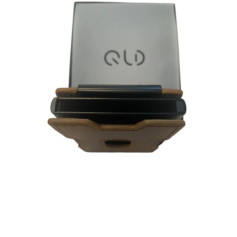 QLD Mens Minimalist Pop Up Wallet Brown Faux Leather Card Holder‎ Money Clip